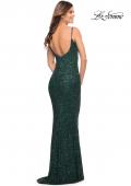 Picture of: Lovely Long Soft Sequin Dress with Scoop Neck in Emerald, Style: 30707, Detail Picture 8