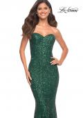 Picture of: Strapless Sweetheart Luxe Sequin Gown in Emerald, Detail Picture 8