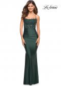 Picture of: Gorgeous Lace and Jersey Jewel Tone Prom Dress in Emerald, Style: 30728, Detail Picture 8