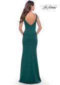 Picture of: Simple Chic Long Jersey Gown with Square Neckline in Emerald, Style: 31071, Detail Picture 8