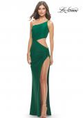 Picture of: One Shoulder Dress with Side Cut Out and Unique Back in Emerald, Style: 31386, Detail Picture 8