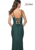 Picture of: Simple Ruched Jersey Dress with Lace Up Back in Emerald, Style: 31919, Detail Picture 8