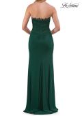 Picture of: Strapless Jersey Gown with Lace Bodice and High Slit in Emerald, Style: 33704, Detail Picture 8