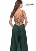 Picture of: A Line Satin Gown with Ruching and Square Neckline in Emerald, Style: 31105, Detail Picture 9