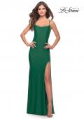 Picture of: Long Prom Dress in Luxurious Jersey with Slit in Emerald, Style: 30436, Detail Picture 10