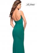 Picture of: Net Jersey Long Dress with Ruching and Diamond Straps in Emerald, Style: 30701, Detail Picture 10