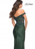 Picture of: Illusion Lace Top with Jersey Long Gown in Green, Style: 30741, Detail Picture 10
