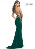 Picture of: Unique Jersey Dress with Open Criss Cross Sides in Emerald, Style: 31315, Detail Picture 10