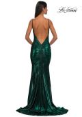 Picture of: Metallic Jersey Dress with Low Back and Ruching in Emerald, Style: 32932, Detail Picture 10