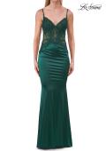 Picture of: Beaded Sheer Bodice Jersey Gown with Spaghetti Straps in Emerald, Style: 33709, Detail Picture 10
