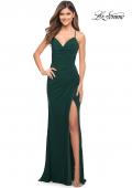 Picture of: Chic Long Net Jersey Dress with Lace Up Back in Emerald, Style: 30418, Detail Picture 11