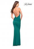 Picture of: Rhinestone Strap Net Jersey Dress with Ruching in Emerald, Style: 30793, Detail Picture 11