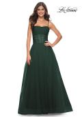 Picture of: A-line Square Neck Tulle Ballgown with Illusion Waist in Emerald, Style: 32017, Detail Picture 11