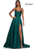 Picture of: Mikado A-line Gown with Lace Detail Neckline in Emerald, Style: 32878, Detail Picture 11