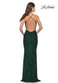 Picture of: Chic Soft Sequin Stretch Dress with Open Back in Jewel Tones in Emerald, Style: 31027, Detail Picture 12