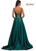 Picture of: Mikado A-line Gown with Lace Detail Neckline in Emerald, Style: 32878, Detail Picture 12