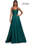 Picture of: Mikado A-line Gown with Lace Detail Neckline in Emerald, Style: 32878, Detail Picture 13