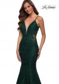Picture of: Long Mermaid Lace Dress with Back Rhinestone Detail in Emerald, Style: 28355, Detail Picture 15
