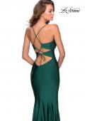 Picture of: Empire Waist Jersey Dress with Lace Up Back in Emerald, Style: 28584, Back Picture