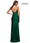 Picture of: Rhinestone Strap Simple Long Jersey Dress in Emerald, Back Picture