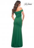 Picture of: Off the Shoulder Long Jersey Gown with Ruffle in Green, Style: 30703, Back Picture