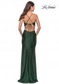 Picture of: Prom Dress with Side Cutouts and Open Tie Back in Emerald, Style: 30977, Back Picture