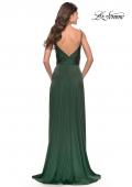 Picture of: Versatile Long Jersey Gown with V and Slit in Emerald, Style: 31090, Back Picture