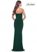 Picture of: Strapless Net Jersey Dress with Illusion Bodice in Emerald, Style: 31584, Back Picture