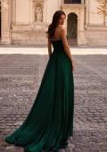 Picture of: Textured Chiffon Flowy Strapless Evening Dress in Emerald , Style 32382, Back Picture