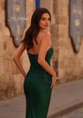 Picture of: Strapless Satin Dress with Lace Top and Sweetheart Neckline in Emerald , Style 32582, Back Picture