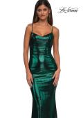 Picture of: Metallic Jersey Dress with Low Back and Ruching in Emerald, Style: 32932, Detail Picture 19