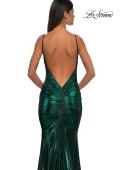 Picture of: Metallic Jersey Dress with Low Back and Ruching in Emerald, Style: 32932, Detail Picture 20