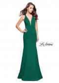 Picture of: Form Fitting Mermaid Prom Dress with Low V Open Back in Emerald, Style: 25503, Detail Picture 1
