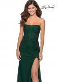 Picture of: Rhinestone Strapless Tulle Dress with Sheer Bodice in Emerald, Style: 28621, Detail Picture 1