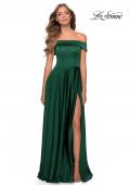 Picture of: Satin Off the Shoulder Evening Dress with Pockets in Emerald, Style: 28978, Detail Picture 1