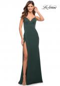 Picture of: Simple Thick Jersey Gown with High Skirt Slit in Emerald, Style: 30544, Detail Picture 1