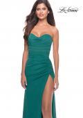 Picture of: Stunning Long Gown with Sheer Waist and High Slit in Emerald, Style: 31058, Detail Picture 1