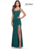 Picture of: Simple Chic Long Jersey Gown with Square Neckline in Emerald, Style: 31071, Detail Picture 1