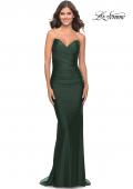 Picture of: Jersey Dress with Criss Cross Bodice and Jeweled Straps in Emerald, Style: 31109, Detail Picture 1