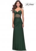 Picture of: Illusion Bodice Dress with Boning and Twist Detail in Emerald, Style: 31229, Detail Picture 1
