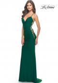 Picture of: Unique Jersey Dress with Open Criss Cross Sides in Emerald, Style: 31315, Detail Picture 1