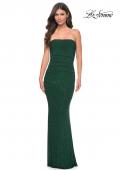 Picture of: Rhinestone Embellished Strapless Ruched Prom Dress in Green, Style: 32141, Detail Picture 1