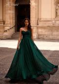 Picture of: Textured Chiffon Flowy Strapless Evening Dress in Emerald , Style 32382, Detail Picture 1