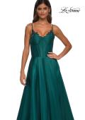 Picture of: Mikado A-line Gown with Lace Detail Neckline in Emerald, Style: 32878, Detail Picture 32