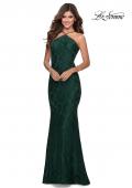 Picture of: Open Back Jersey Prom Dress with High Neckline in Emerald, Style: 28619, Detail Picture 2
