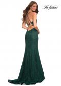 Picture of: Stretch Lace Gown with Flattering Seams at Waist in Emerald, Detail Picture 2