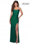 Picture of: Long Prom Dress with Tie Up Back Jersey in Emerald, Style: 30630, Detail Picture 2