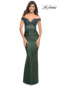 Picture of: Illusion Lace Top with Jersey Long Gown in Green, Style: 30741, Detail Picture 2