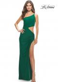 Picture of: One Shoulder Dress with Side Cut Out and Unique Back in Emerald, Style: 31386, Detail Picture 2