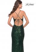 Picture of: Sequin Gown with V Neck and Open Back in Emerald, Style: 31529, Detail Picture 2
